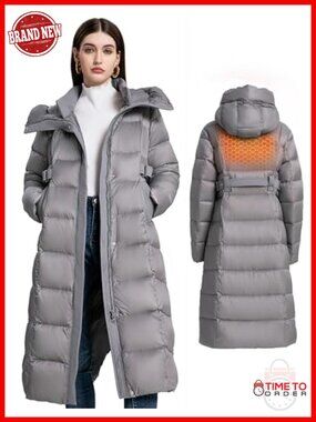 Women's 800 Fill Duck Down Full Length Coat - Real Duck Down, Windproof,